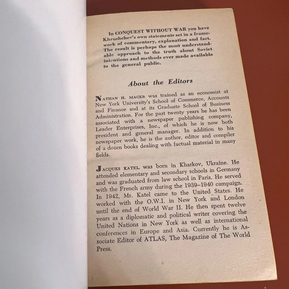 Conquest Without War Nikita Khrushchev‎ 1961 Pocket Books Giant Cardinal GC-137